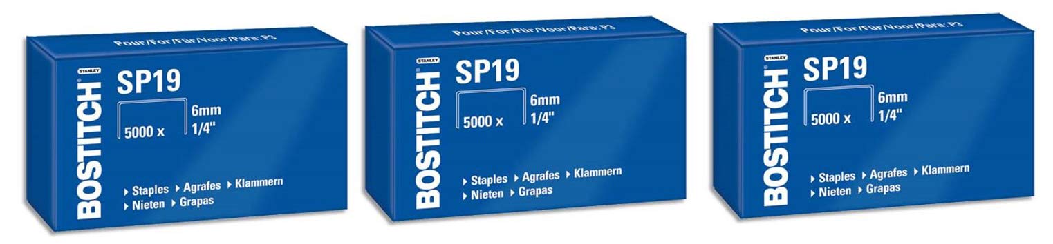 BOSTITCH - 3 Paquets de 5000 Agrafes SP1906Z (15000 agrafes au total)