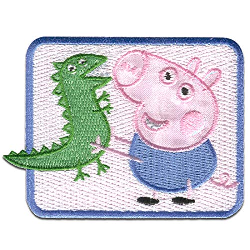 Aufnäher/Bügelbild - Peppa Wutz 'Schorsch Wutz' - bunt - 7,7 x 5,8 cm - by Entertainment One © Patch Aufbügler Applikationen zum aufbügeln Applikation Patches Flicken
