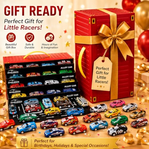 Image of TAZLYN hot Wheels car Collection Set Container Storage Box mini Cars for Kids Toy 48 car Set - cast Pull Back Cars Children Alloy Racing Toys Birthday Gift for Boys & Girls
