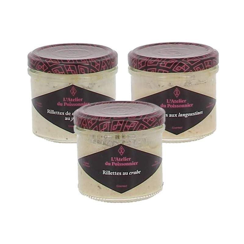 Assortiment de rillettes de poissons gamme gourmet Atelier du poissonnier - 3 bocaux de 90g - Produits-Normanbdie