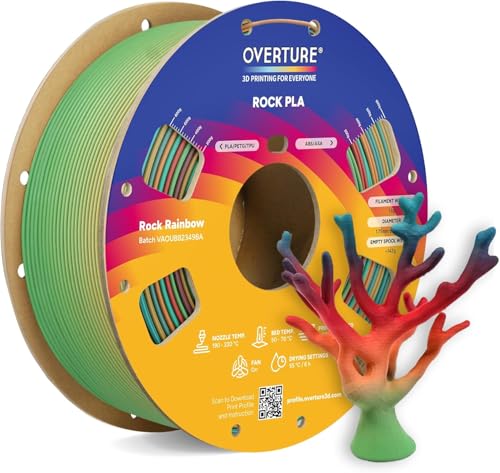 OVERTURE Marble PLA 3D Printer Filament 1.75mm, Rock PLA, 1kg Rock Rainbow