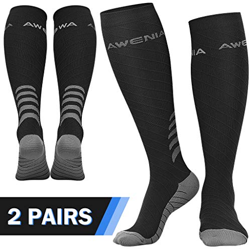 Awenia Calcetines de Compresión Deportivos Medias Transpirables para Hombres y Mujeres, para Crossfit Fútbol Avion Viaje Enfermera