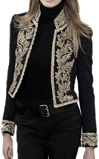 Huateng Chaqueta Victoriana Militar para Mujer Chaquetas de Traje gótico Steampunk