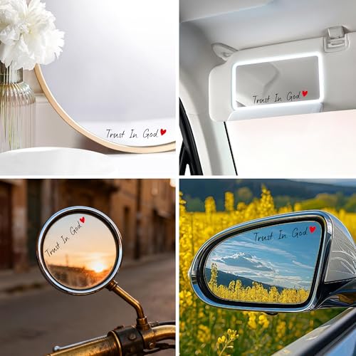 Image of 4pcs Black Trust in God Rearview Mirror Sticker Waterproof Car Decals | Trust in God Rear View Mirror Accessories Auto Stickers And Decals Suitable for Most Cars, Trucks, Motorcycles, SUVs, Cups