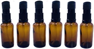 SYBL 6Pcs 15ml Empty Refillable Amber Glass Pump Press Bottles Vial Storage Sample Packing Containers Pot Jar for Cosmetic Lotion Cream Bath Shampoo Essential Oil with Clear Lid