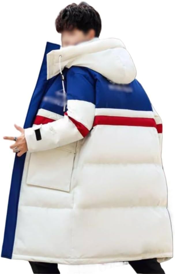 VIDI The Color Thickening Fashion Goose Down Jacket Men's Long Winter Hooded Warm