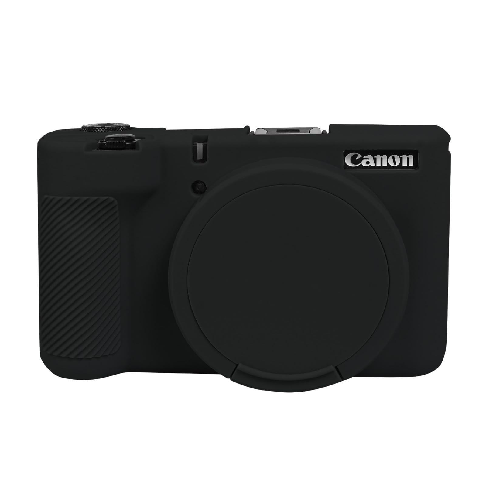 Easy Hood Kameratasche für Canon Powershot V1 Kamera, Weiche Silikon Schutzhülle Kameragehäuse Abdeckung Kratzfest Leicht Reise Tasche mit Abnehmbarem Objektivdeckel Digital Kamera Taschen, Schwarz