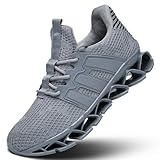 Men's Breathable Walking Shoes Non Slip Casual Sport Tennis Running Shoes Athletic Gym Blade Fashion Sneakers Grey 9.5