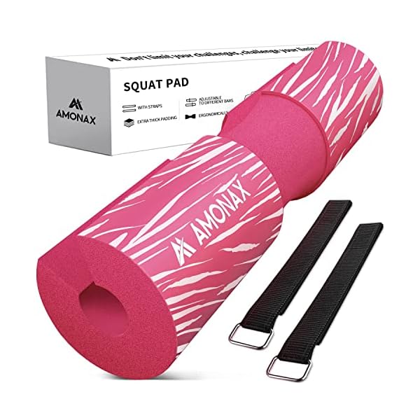Amonax Barbell Squat Pad, Extra Thick Foam Padding for Neck & Shoulder Support, Strength Training Equipment Attachments Gym Fitness Workout Cover for Hip Thrusts, Weight Lifting Heavy Weight Squats
