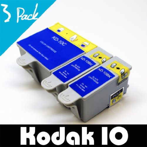 3 Pk Kodak #10 10 Black & Color Printer Ink Cartridges for Easyshare 5100 5300 5500 ESP 3 5 7 9 3250 5250 6150 7250 9250