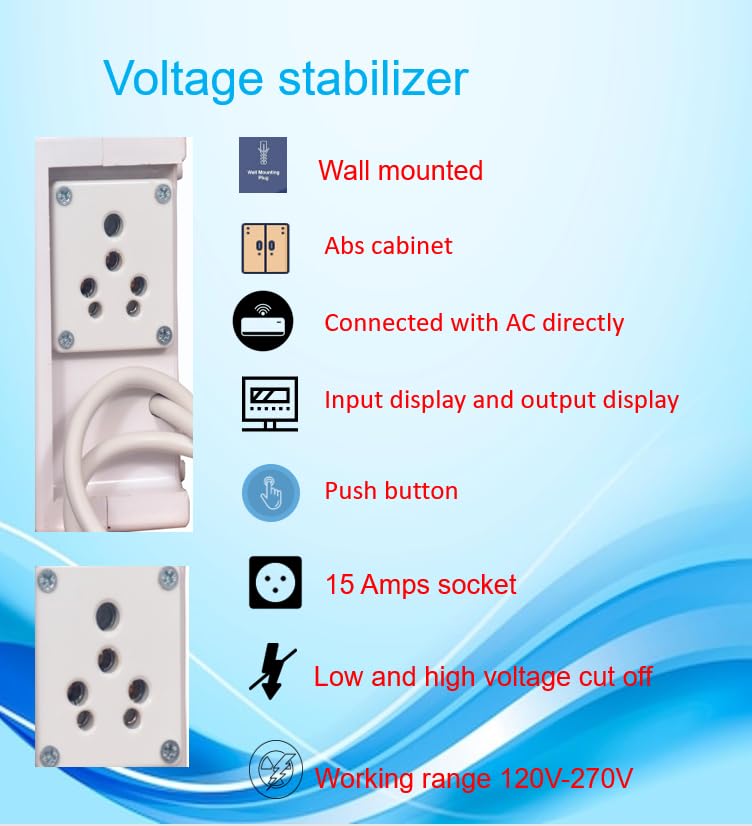 Image of 4 KVA Voltage Stabilizer, 120V-270V Input Range, Time Delay, 15 Amps Socket, AC Compatible ABS Cabinet high Look White 100K
