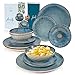 Produktbild SÄNGER | Tafelservice Amalfi 4 Personen, Geschirrset 12 tlg., Steingut Geschirr Set, Teller Set spülmaschinenfest, Essservice mit Blauem Farbverlauf und Grauer Außenfläche | PREMIUM COLLECTION