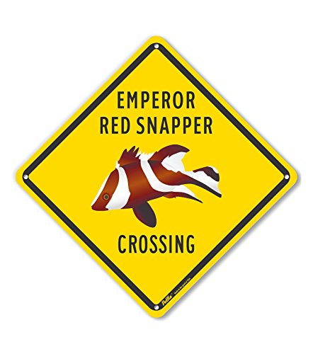 Panneau de signalisation plastique jaune Emperor Red Snapper Crossing carré 25,4 cm