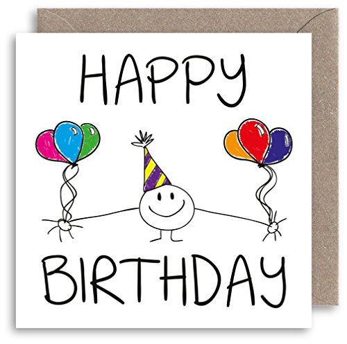 Unique Birthday Card - Funny Birthday Card - Humour Birthday Card - Cute Hugs Card - Happy Birthday Balloon Illustration Card