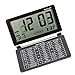 Tzou Multifunction Silent LCD Digital Large Screen Travel Desk Electronic Alarm Clock, Date/Time/Calendar/Temperature Display, Snooze, Folding (Black+Silver) (0616)