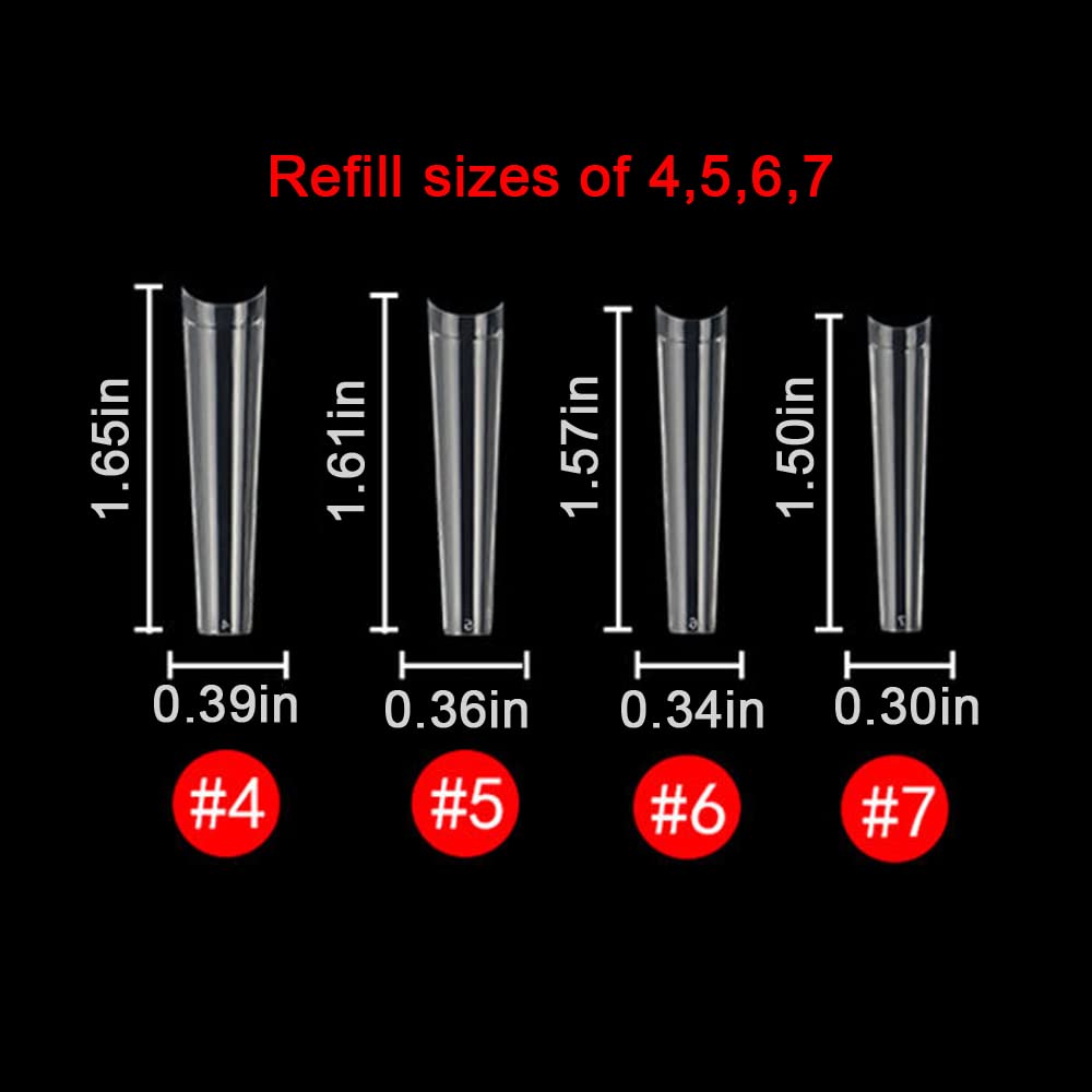 Swetidy Lot de 600 faux ongles en forme de cercueil en acrylique transparent Taille de recharge 4,5,6,7 pour salon et maison