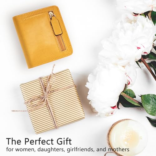 Image of Gostwo Small Wallet for Women, Slim Bifold Credit Card Holder, Compact RFID Blocking Cash Wallet, Billfolds Thin Leather Zipper Pocket, Mini Wallet Gift for Ladies Teen Girls Travel with ID Window