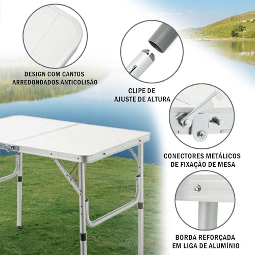 Image of Portable Folding Table, Folding Desk Briefcase for Camping Kitchen Study(90x60x70CM)