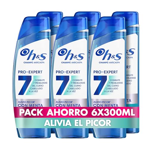 H&S Champú Anticaspa Pro-Expert 7 Alivio del Picor 300ml. Combate 7 Problemas del Cuero Cabelludo para Protección Completa