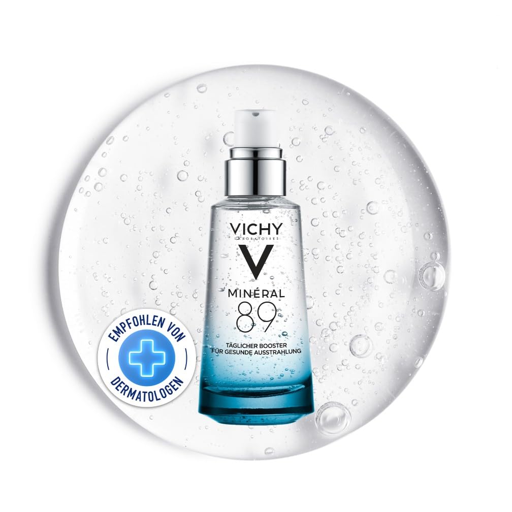 Vichy Minéral 89 Feuchtigkeitsspendender und aufpolsternder täglicher Booster: Hyaluronserum mit Polyglutaminsäure für intensive Feuchtigkeit, 30 ml