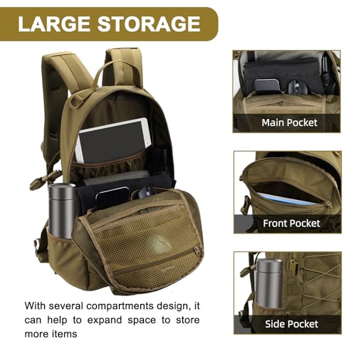 Mochila de senderismo táctica ligera 25L, caqui miniatura 5