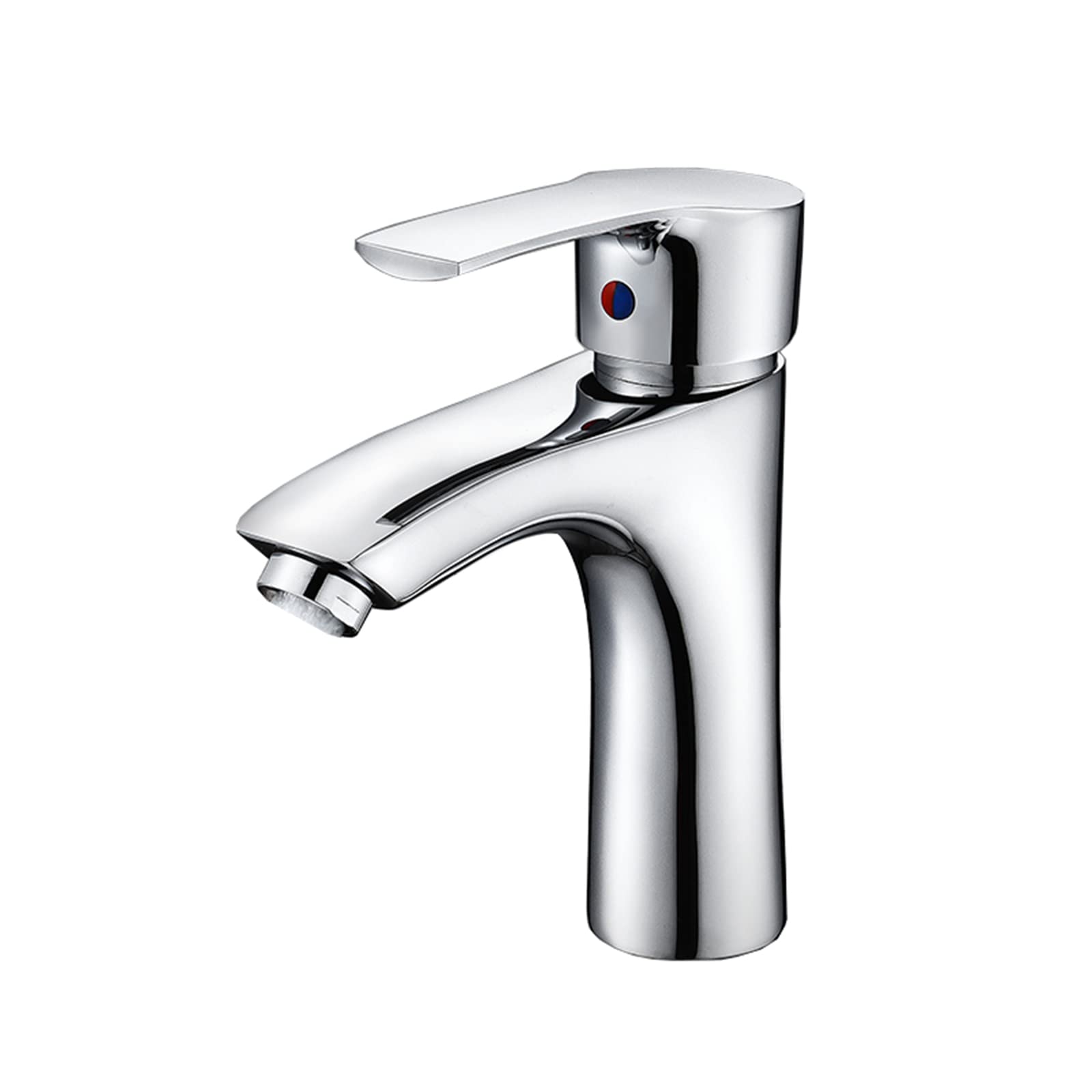 Robinet de salle de bain en laiton chromé monotrou pour eau chaude et froide