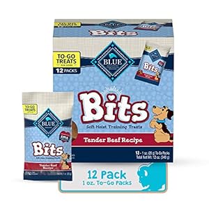 Blue Buffalo BLUE Bits Natural Soft-Moist Training Dog Treats TO-GO, Beef Recipe 1-oz Bags (Pack of 12)