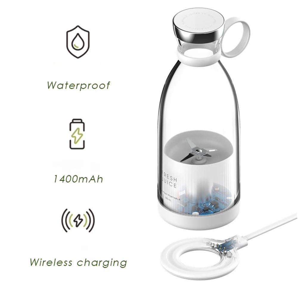 Dr.Boyd's HEALTH Mini mixeur portable pour milkshakes et smoothies - Récipient de 340,2 g, chargement magnétique sans fil, batterie rechargeable, moteur de 50 W, étanche, caractéristiques de sécurité