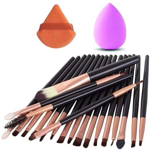 PARENCE.- Set de Maquillaje de 22 Piezas - 20 Brochas de Maquillaje de 14 Cm Aprox, 1 Esponja Blender, 1 Puff para Polvo - Maquillaje, Set Completo, Versátil