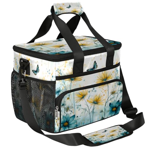 Floral Insulated Picnic Backpack Lunch Box for Women Men Picnic Basket Tote Lunch Bag Picnic Bag Portable Lunch Bags for Picnic, Beach, Work, Trip,Office, Camp Flying Butterfly