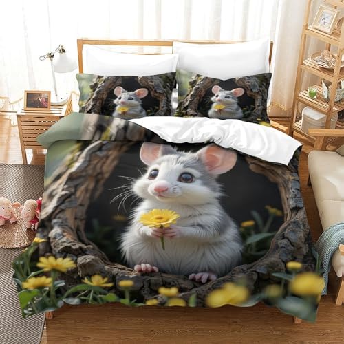 Housse de couette chaton 3D microfibre résistante et douce - 3
