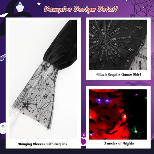 Disfraz de Vampiro con luces para niñas 10-12 años miniatura 3