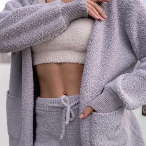 Pleshycozy Womens, Plush Cozy Knit Set, Plush Cozy Pajamas, Plush Cardigan Pajama Loungewear Set4