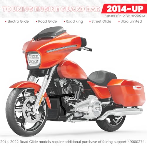 Image of 2014-2026 Flat Out Engine Guard Crash Bar compatible with Harley Davidson Touring Street Road Glide Road King Electra Glide Ultra Limited, Gloss Black Motorcycle Bumper