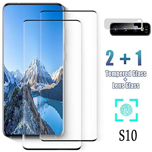Tempered Glass Screen Protector for Samsung Galaxy S10, [2-Pack][3D Curved] [9H Hardness Anti-Scratch] [Ultrasonic Fingerprint Compatible] for Galaxy S10 Screen Protector