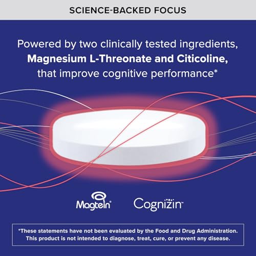 Qunol Brain Health Focus Plus, Magnesium L-Threonate & Citicoline, Clinically Tested Ingredients to Improve Focus, Attention and Productivity, 60 Count (Pack of 1) - Image 5