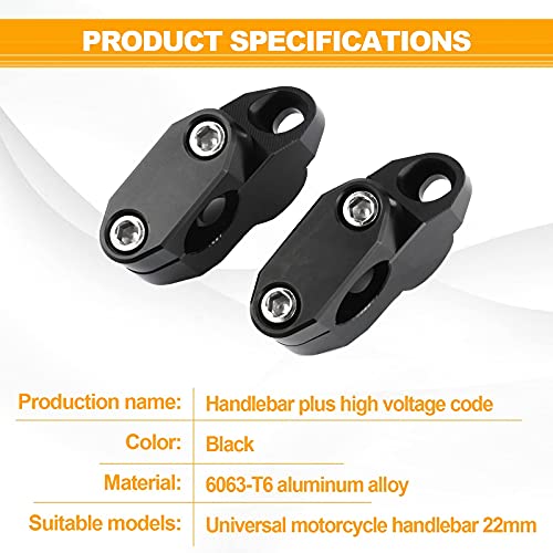 Oxmart 7/8" 22Mm Motorcycle Handlebar Risers Atv Dirt Bike Handle Bars With Mount Clamp Universal For Honda Kawasaki Suzuki Yamaha Fz1/ Fz8/ Fz16 Black (Not Fit For 1" Or 1+1/8" Or 1+1/4") #TOP3