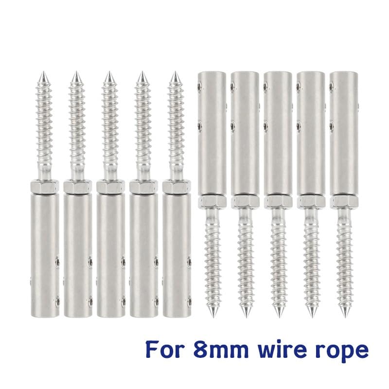 Morsetti per Fune 10 Pz Vite Morsetto Fune Metallica for 8mm Swage Viti di Ritardo con Esagonale Bulloni Fibbia for Ponte della Scala Palo Legno