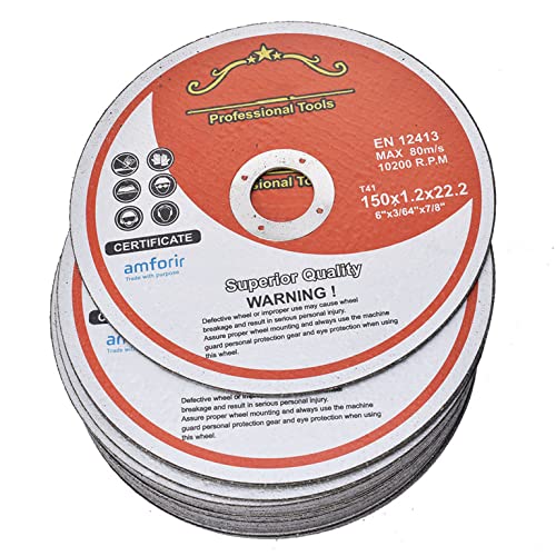 mitoharet 25-Pack 6Inch Cut Off Wheels, Cutting Wheel for Metal & Stainless Steel, 0.045In Thin Cutting Disc Used on 7/8In Mandrel Cut-Off Disc Angle Grinder