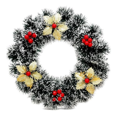 9.84 Inch Christmas Wreath with Flower Berries Decor - image 1
