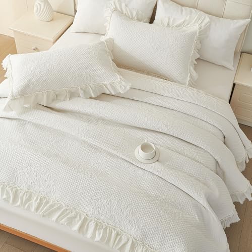 Parure de lit bohème en coton vctops crème brodé toutes saisons - 6