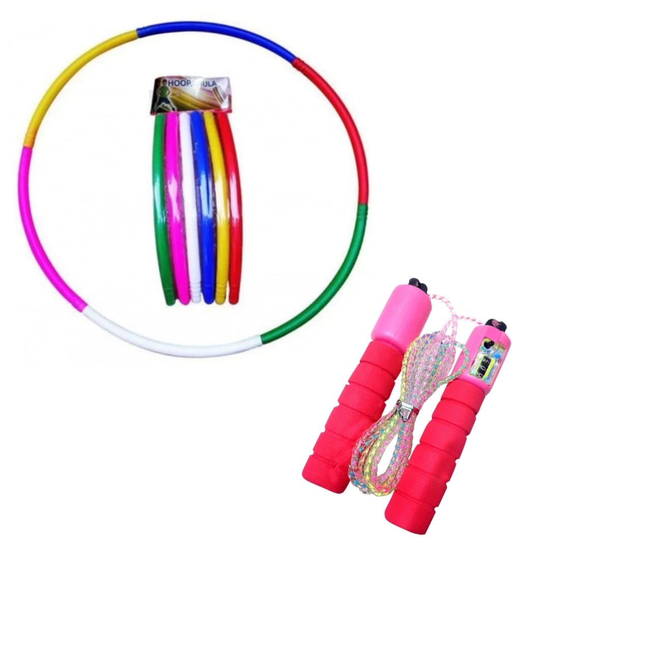 Little toys Ultimate Fitness Combo of Hula Hoop Exercise Ring, Exercise Ring Collapsible Kids Hulpa, Hula Ring Exercise Ring and Skipping Rope for Kids (Hulla Hoop,6pcs & Jumping Rope 1pc.)-image-48