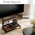 FITUEYES TV Stand avec roues pour 40 à 85 de pouce LED LCD Écran plat, coin TV Mont de stand avec stockage, Peg Board & Plateau en bois TV Console