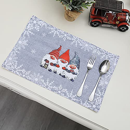 HUIKJI Set of 4 Christmas Gnome Place-mats,Christmas Table Mats for Dining Table Christmas Table Decorations Non-Slip Washable Place Mats for Family Dinners Party Supplies - Image 2