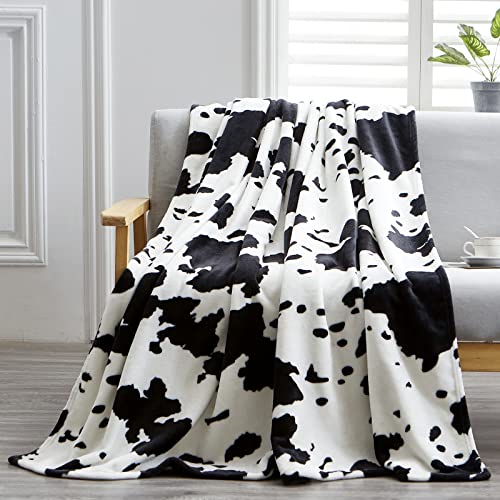 MAST DOO Cow Blanket Cuddly Blanket Black White Soft Fleece Blanket Fluffy Cow Spots Blanket Couch Blanket Sofa Blanket Gift for Cow Lovers, 150 x 200 cm