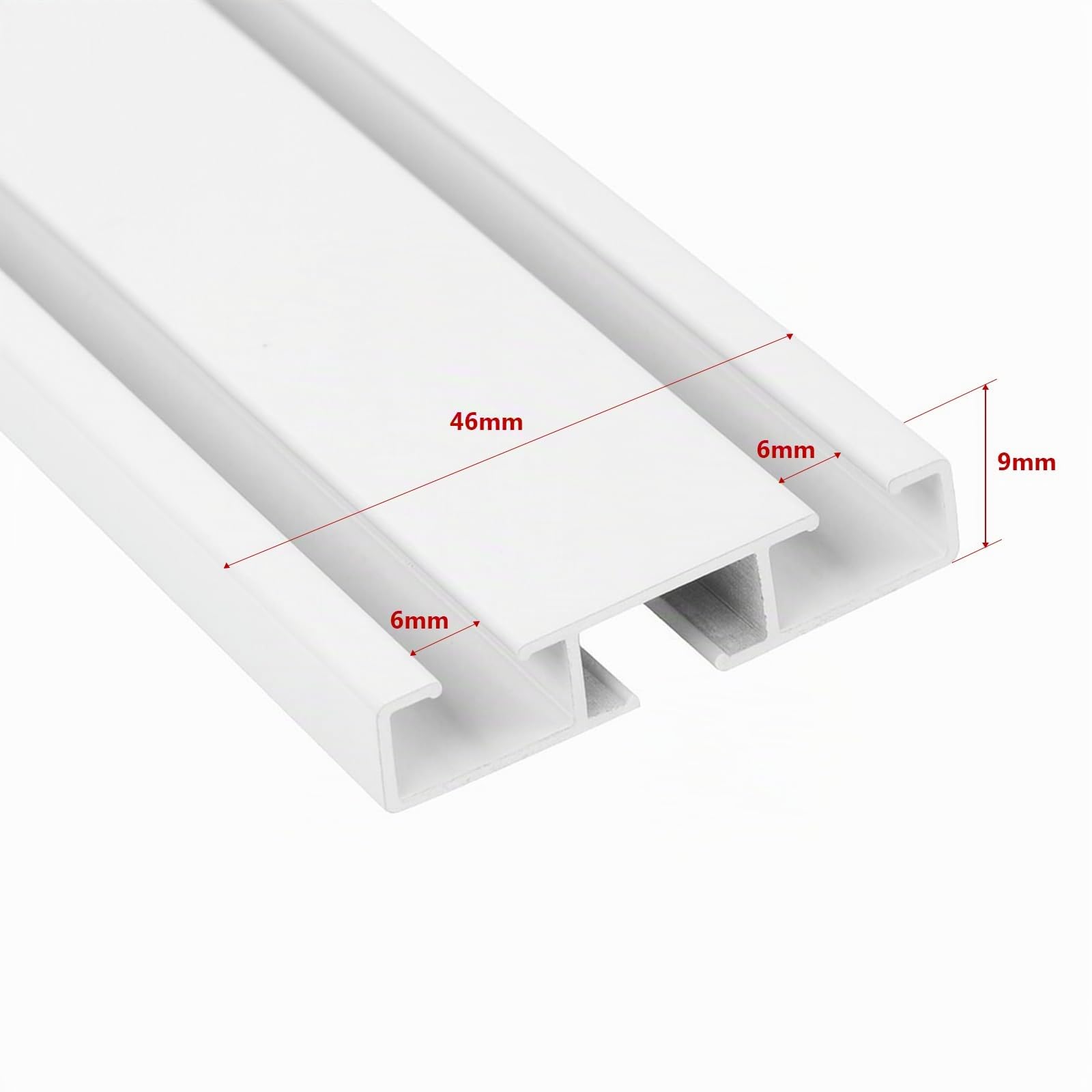 MDEKOR rail de rideau en aluminium 300 cm, 2-en-1 simple/double, montage au plafond, blanc, ensemble complet avec glissières, crochets et supports métalliques, silencieux