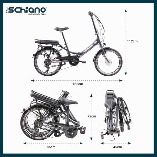 F.lli Schiano E-Star, E Bike Klappbar 20 Zoll, 36V 10.4Ah Abnehmbarer Akku, Motor 250W 40Nm, Klapprad Ebike für Herren/Damen, Anthrazit