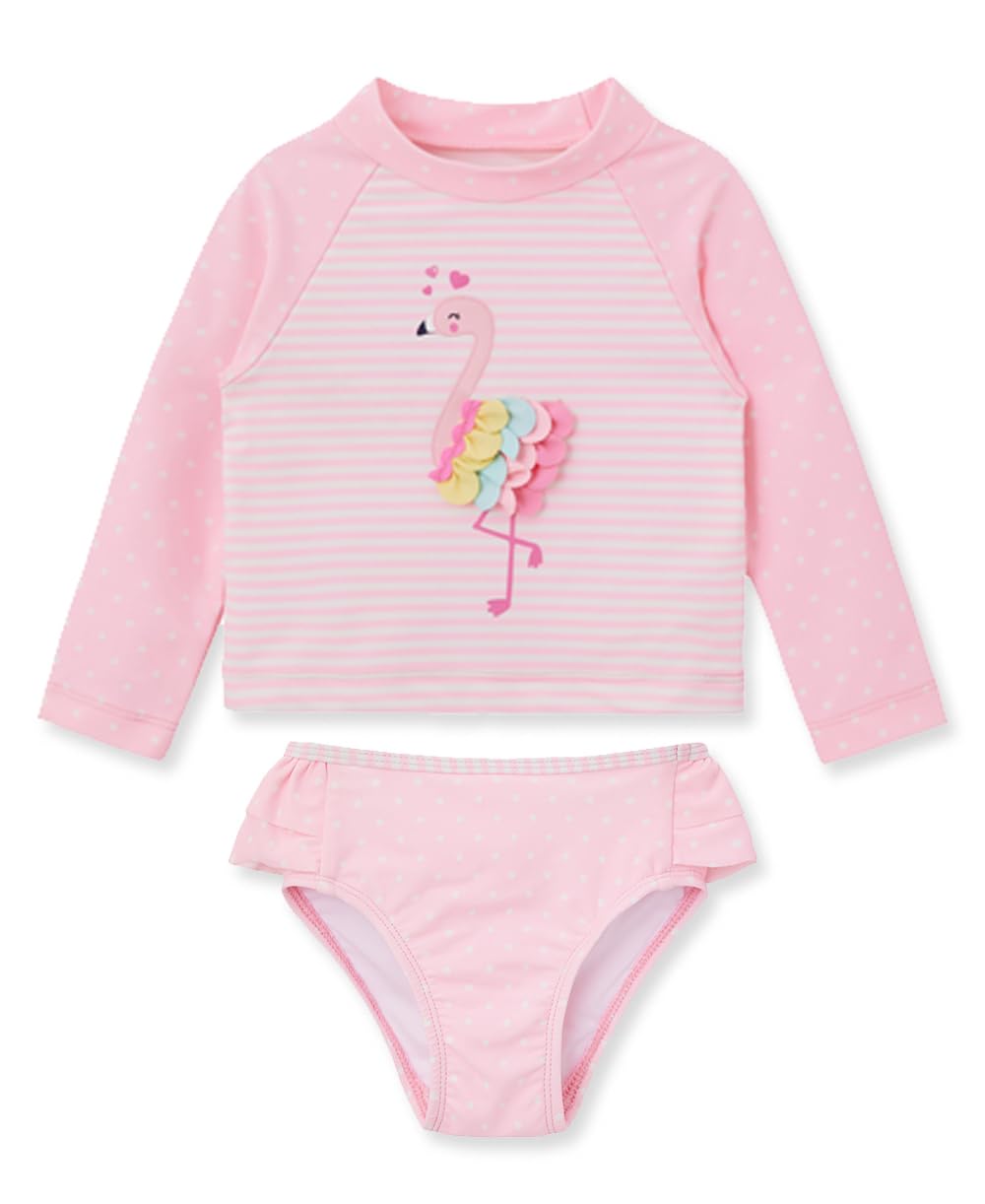 Little Me Baby Girl's Two-Piece UPF+ 50 Sun Protection Rash Guard Set