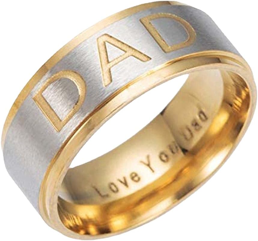 kakupao Silver Black Rose Gold DAD Ring,Men's Ring (Gold&8)