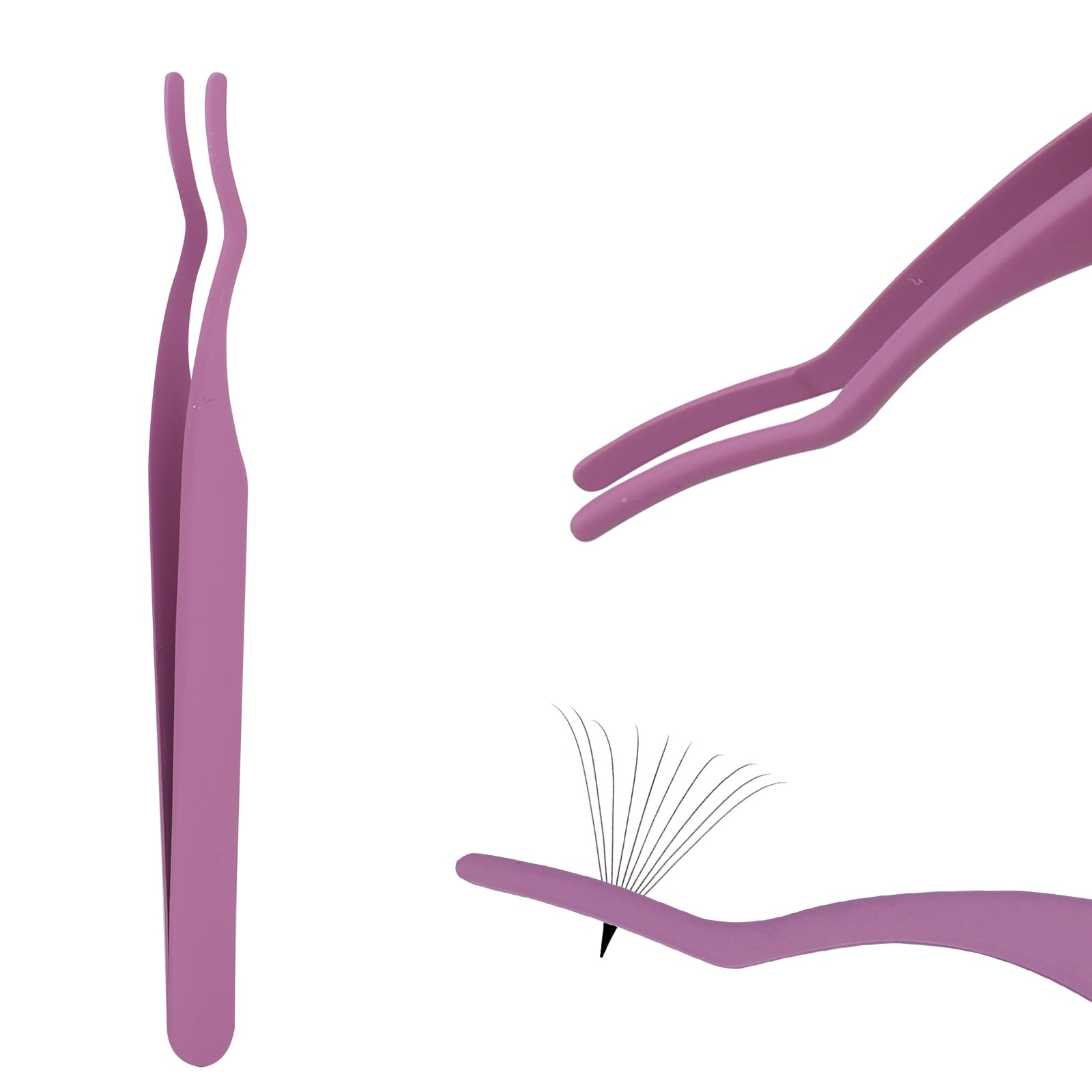 Pinza de Precisión para Pestañas, Punta Fina, Antideslizante y Profesional, Curvas en Acero Inoxidable para Posa de Extensiones de Pestañas (tweezers-1)